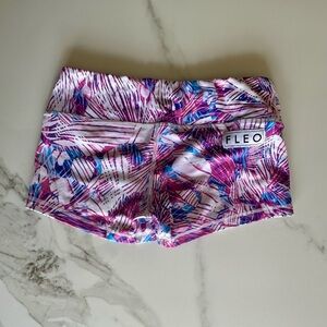 Fleo Women's Tropical Pink and Blue Athletic Shorts